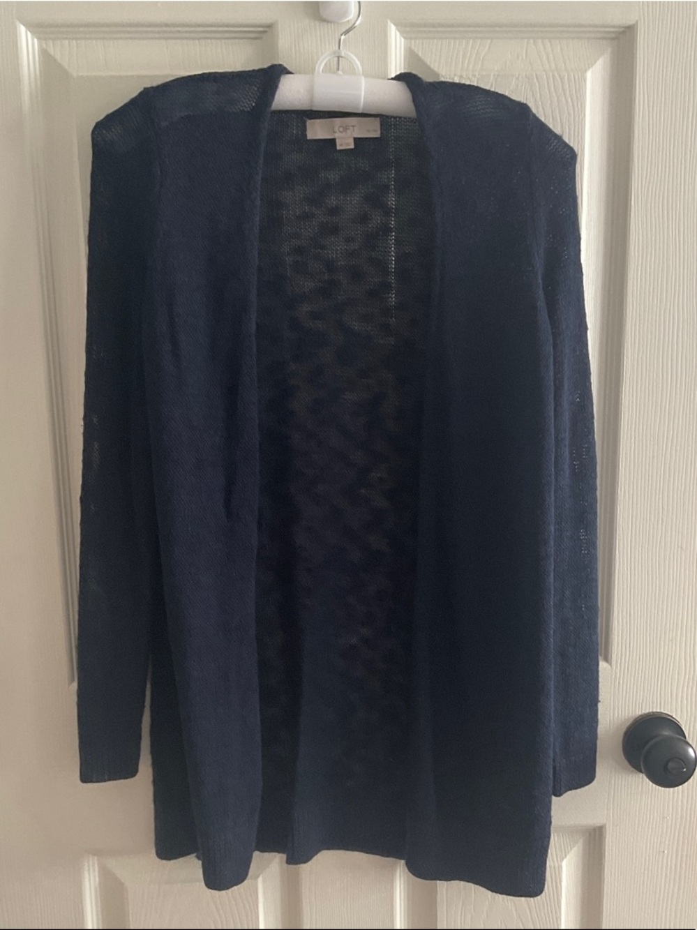 LOFT Navy Open-Front Lightweight Cardigan Sweater